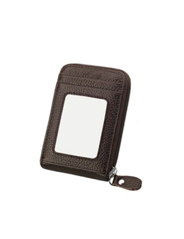 Genuine Leather RFID Card Wallet - Brown