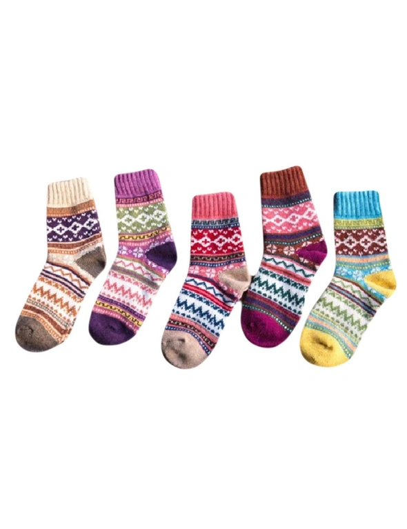 Soft Wool Socks 5packs (Coffee, Blue, Pink, Purple & Skin), hi-res image number null