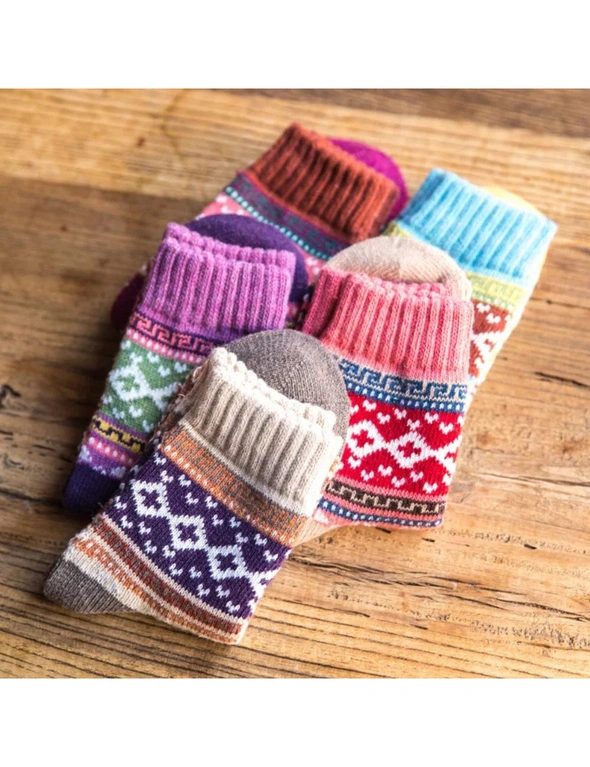 Soft Wool Socks 5packs (Coffee, Blue, Pink, Purple & Skin), hi-res image number null