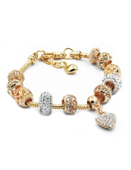 Charm Bracelets Bring Lucky To A Friend - Perfect Gift For Girls - Brass with Rhodium Plating -  Heart - Rose Gold/Silver