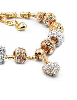 Charm Bracelets Bring Lucky To A Friend - Perfect Gift For Girls - Brass with Rhodium Plating -  Heart - Rose Gold/Silver
