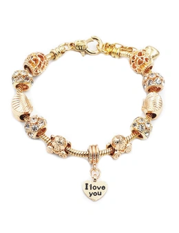 Charm Bracelets Bring Lucky To A Friend - Perfect Gift For Girls - Brass with Rhodium Plating - I Love You - Rose Gold