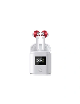 Bluetooth 5.0 Wireless Earbuds with Power Display Charging Case - Red