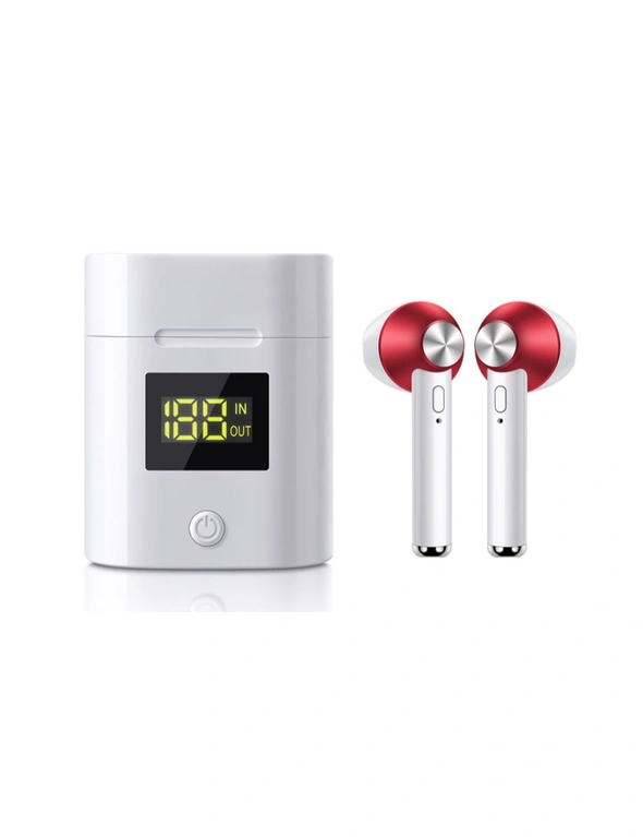 Bluetooth 5.0 Wireless Earbuds with Power Display Charging Case - Red, hi-res image number null