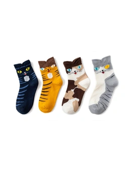 1 set Cats Face on Socks: Side Face - 4 pairs