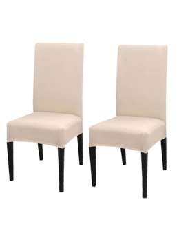 Dining Room Chair Seat Covers Removable Washable Anti-Dust - 2 pieces - Plain Cream