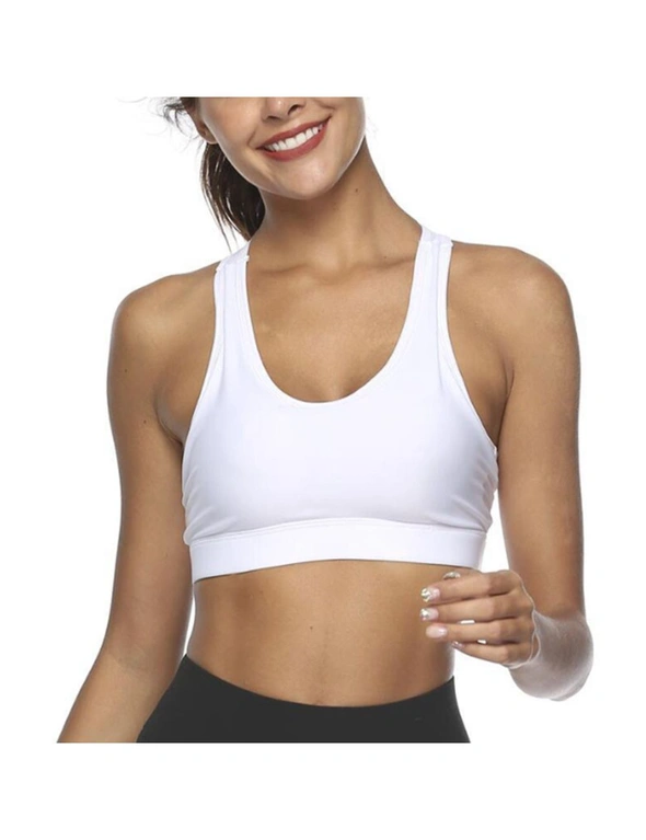 Sport Bra with Phone Holder Pockets - White, hi-res image number null