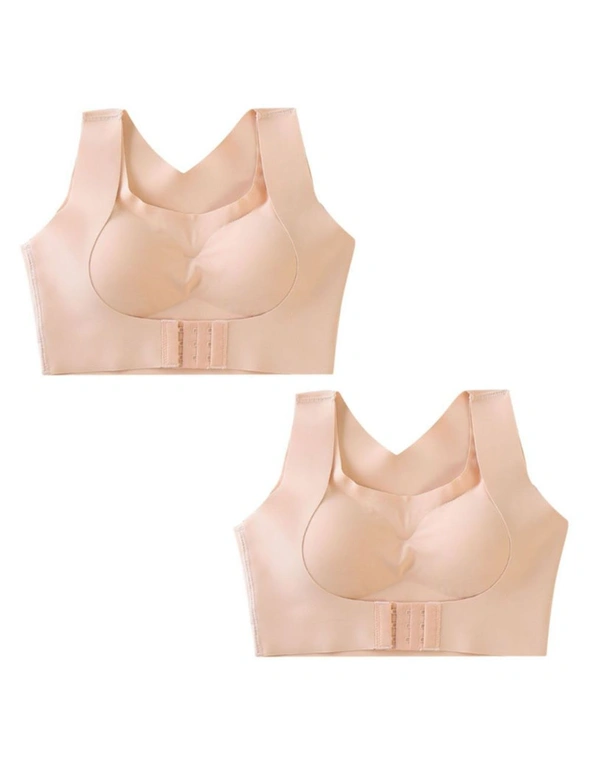 2x Front Buckle Support Bra - Skin - Easy And Adjustable Front Buckle For Prominent Push-Up Effect-M, hi-res image number null