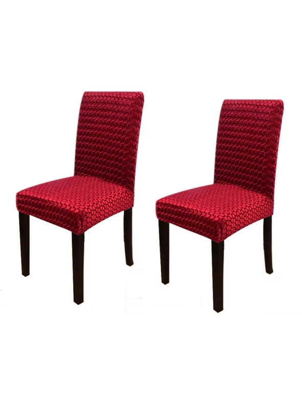 Stretch Dining Chair Covers - Wine Red, 2pcs - Can be used for Hotel, wedding banquet, dinner, meeting, celebration, ceremony, family, hi-res image number null