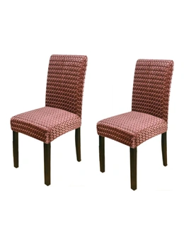Stretch Dining Chair Covers - Coffee, 2pcs - Can be used for Hotel, wedding banquet, dinner, meeting, celebration, ceremony, family