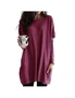 Casual Long Sleeve Top With Pockets - Wine Red, hi-res