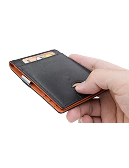 Men’s Slim Clip RFID Wallet - Genuine Leather Lining Ideal for carrying business cards, credit and debit cards