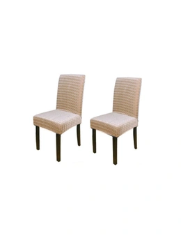 3D Stretch Dining Chair Covers - 2pcs - Can be used for Hotel, wedding banquet, dinner, meeting, celebration, ceremony, family - Beige