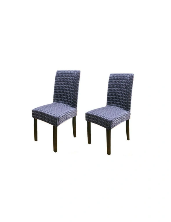 3D Stretch Dining Chair Covers - 2pcs - Can be used for Hotel, wedding banquet, dinner, meeting, celebration, ceremony, family - Grey, hi-res image number null