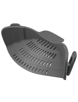 Clip Silicone Colander - Grey - Strong Grip Clip Will Keep The Colander in Place Even When Straining Heavy Foods