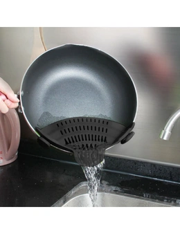 Clip Silicone Colander - Black - Strong Grip Clip Will Keep The Colander in Place Even When Straining Heavy Foods
