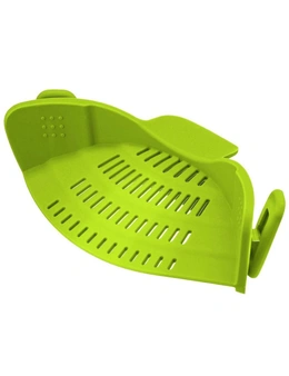 Clip Silicone Colander - Green -Strong Grip Clip Will Keep The Colander in Place Even When Straining Heavy Foods