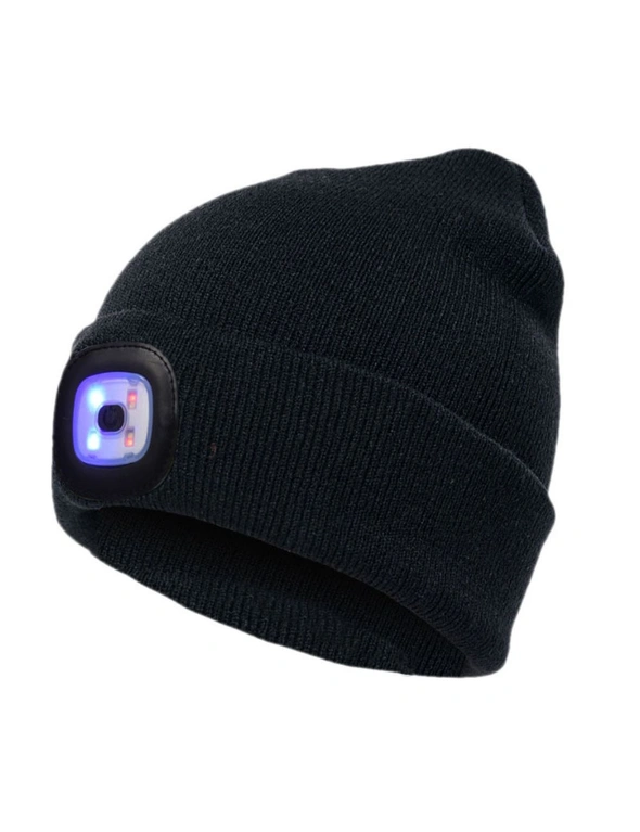 LED Beanie Hat with Light,Unisex USB Rechargeable Hands Free Lighted Hat Flashlight Women Men Gifts for Dad Him Husband - Black, hi-res image number null