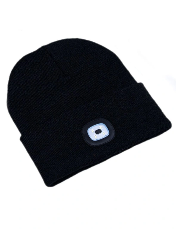 LED Beanie Hat with Light,Unisex USB Rechargeable Hands Free Lighted Hat Flashlight Women Men Gifts for Dad Him Husband - Black, hi-res image number null