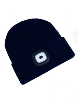 LED Beanie Hat with Light,Unisex USB Rechargeable Hands Free Lighted Hat Flashlight Women Men Gifts for Dad Him Husband - Blue