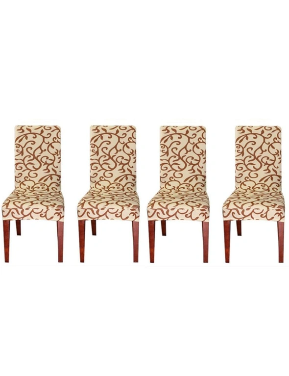 Dining Chair Cover Four piece set - Plain Beige, hi-res image number null