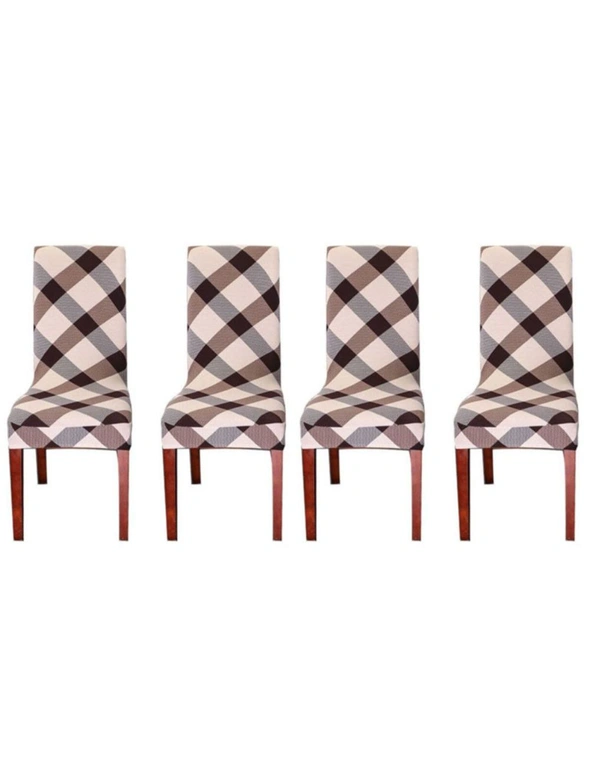 Dining Chair Cover Four piece set - Plain Beige, hi-res image number null