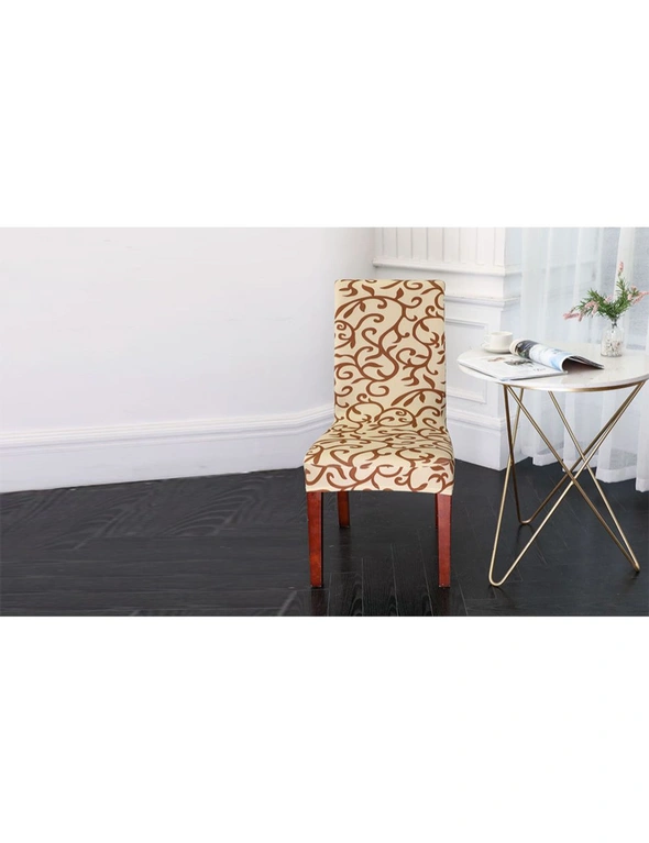 Dining Chair Cover Two piece set - Plain Beige, hi-res image number null