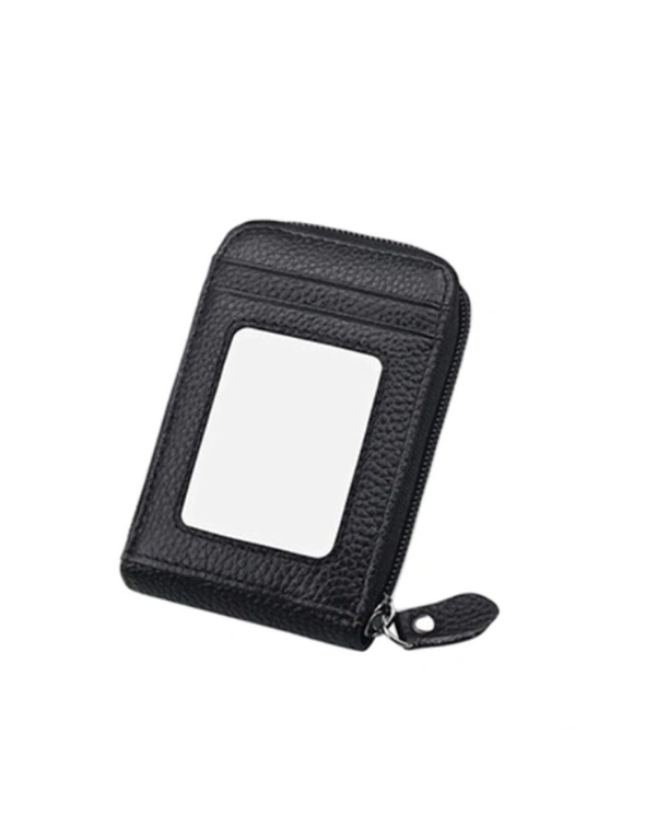 Card Wallet Genuine Leather, Black - Slim Design - Holds up to 26 Cards in 12 Slots, hi-res image number null