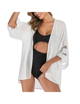 Women's Lace Puff Sleeve Kimono Cardigan Loose Cover Up Casual Blouse Tops Beach Cover Up