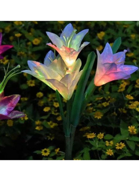 Solar Lily Flower Garden Lights - White, hi-res image number null