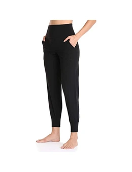 High Waist Yoga Jogger Pants - Black