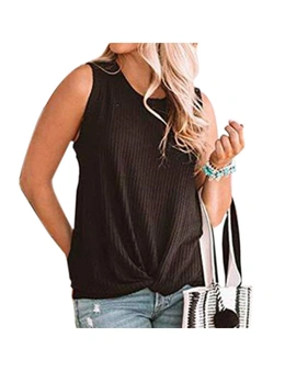 Womens Casual Tops Sleeveless Cute Twist Knot Waffle Knit Shirts Tank Tops