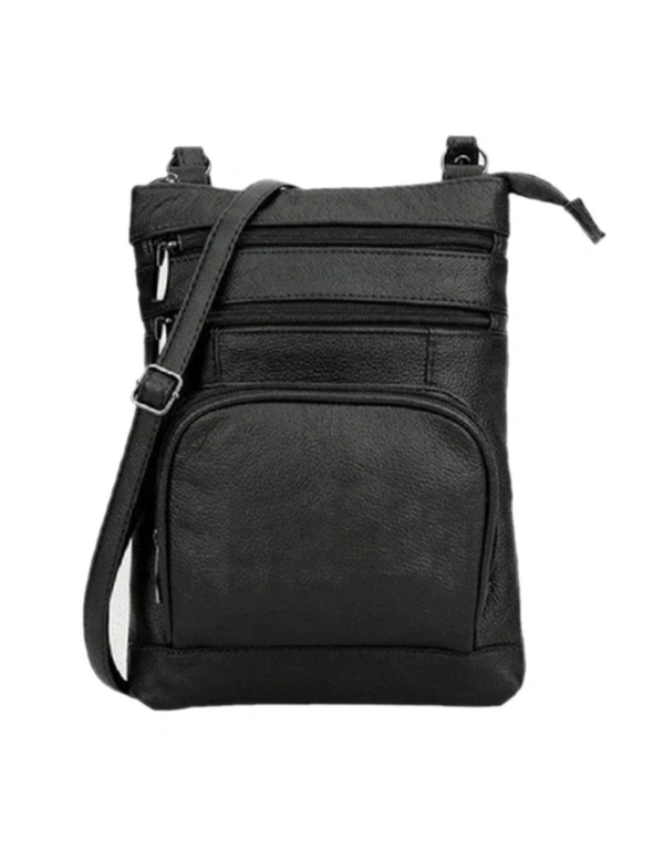 Genuine Leather Crossbody Bag - Black, hi-res image number null