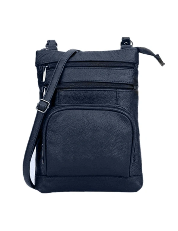 Genuine Leather Crossbody Bag - Blue, hi-res image number null