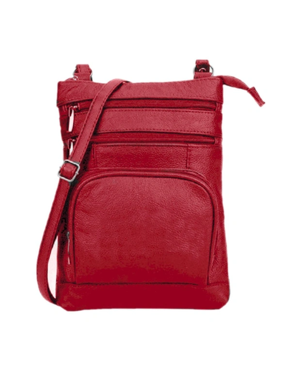 Genuine Leather Crossbody Bag - Red, hi-res image number null