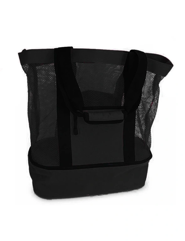 Mesh Picnic Tote Bags with Insulated Compartment - Black, hi-res image number null