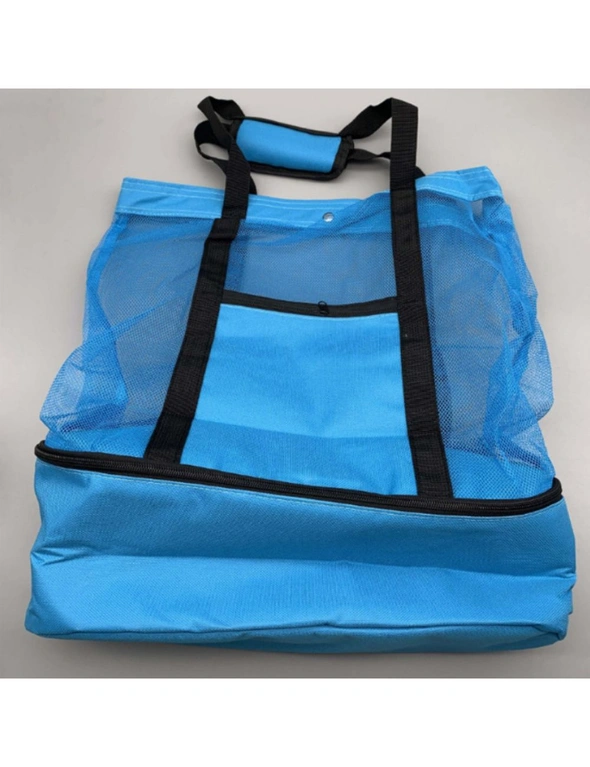 Mesh Picnic Tote Bags with Insulated Compartment - Blue, hi-res image number null