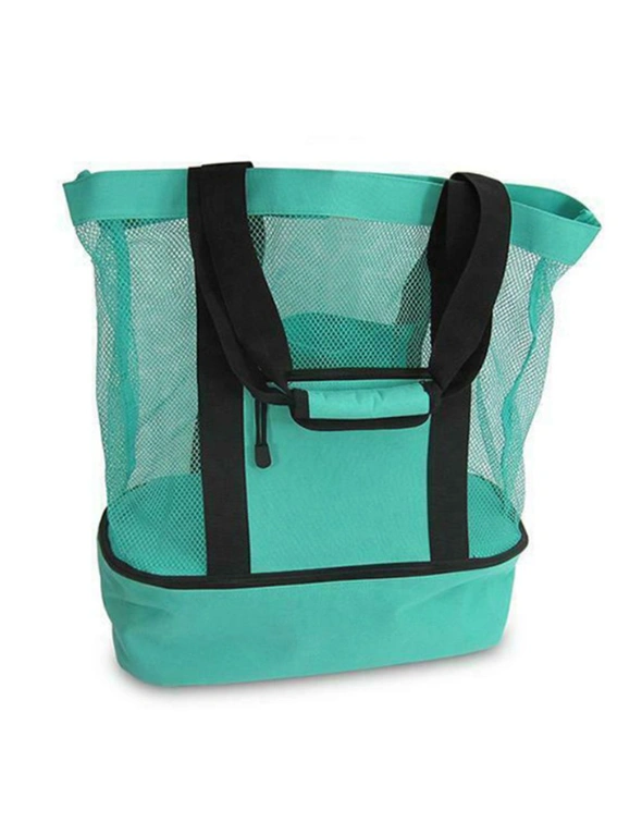 Mesh Picnic Tote Bags with Insulated Compartment - Green, hi-res image number null