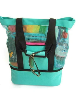 Mesh Picnic Tote Bags with Insulated Compartment - Green