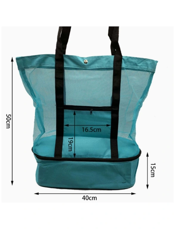 Mesh Picnic Tote Bags with Insulated Compartment - Green, hi-res image number null