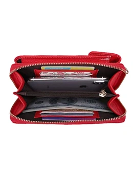 Crossbody Bag with zipper and Card Slots - Red