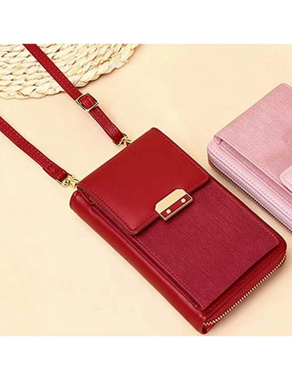 Crossbody Bag with zipper and Card Slots - Red, hi-res image number null