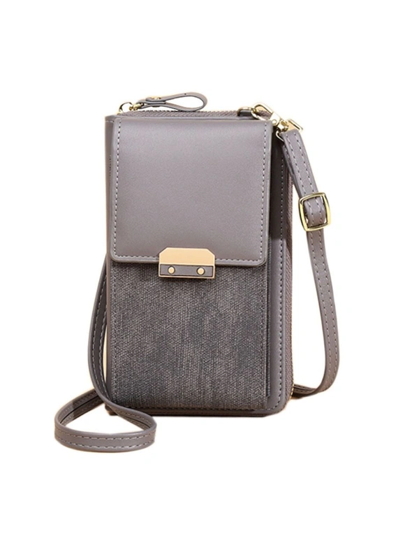 Crossbody Bag with zipper and Card Slots -Grey, hi-res image number null