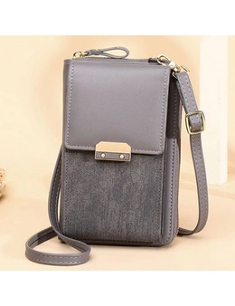 Crossbody Bag with zipper and Card Slots -Grey