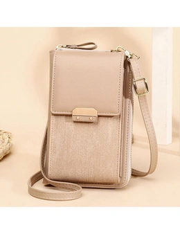 Crossbody Bag with zipper and Card Slots - Beige