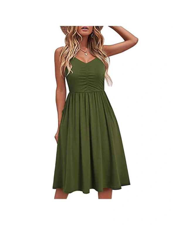 Casual Swing Sundress - Army Green, hi-res image number null