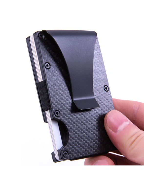 Grid Card Wallet with Clip Slim Wallet for Men, Aluminum Metal Travel Tactical RFID Blocking Card Holder Money Clip, Ideal Men's Gift Grid, hi-res image number null
