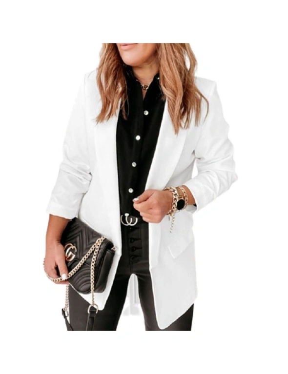 Blazer Jacket Open Front - White - Stylish - Soft Comfortable To Wear, hi-res image number null