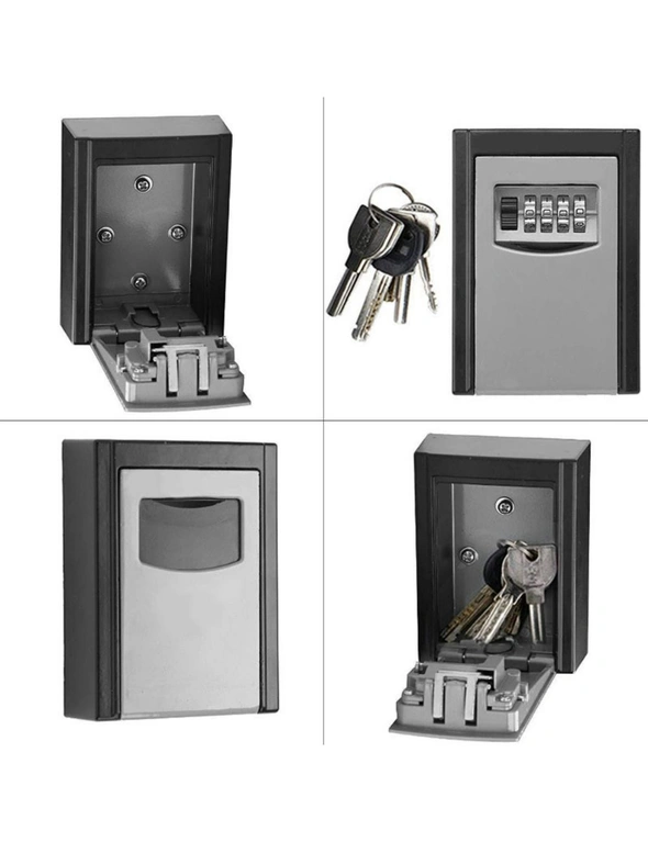 Four Digit Combination Key Lock Box Wall Mounted - Key Safe Security Storage Lock Box for Indoor, Outdoor, Garage, Garden, Store, hi-res image number null