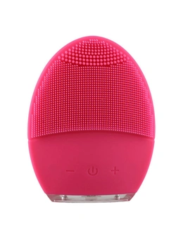 Sonic Facial Cleansing Brush - Red Ultra Hygienic Soft Silicone Waterproof Vibrating Deep Cleansing, Gentle Exfoliating